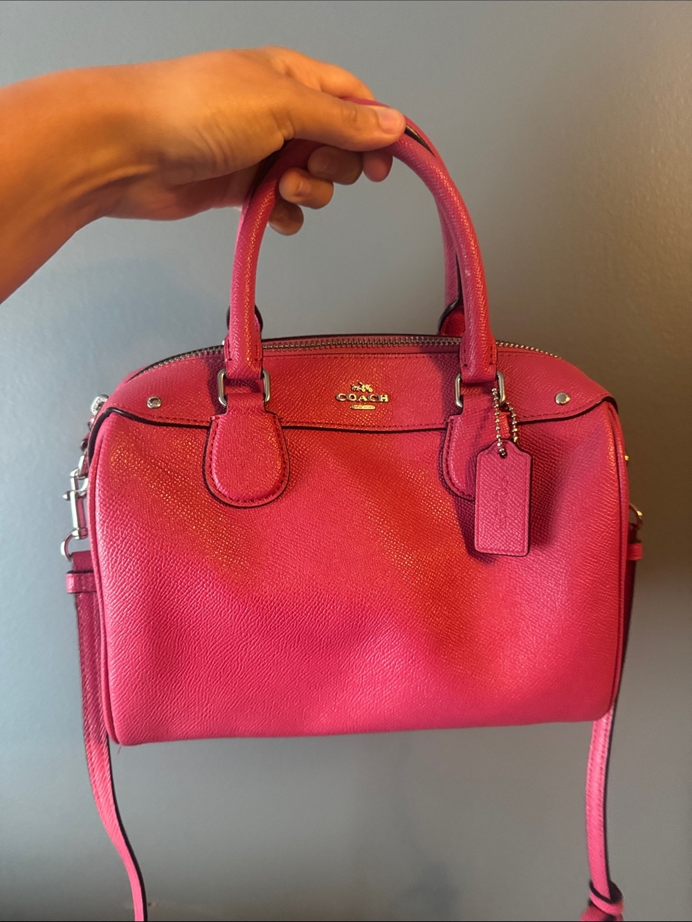 Coach Hot Pink Leather Satchel with Removable Strap